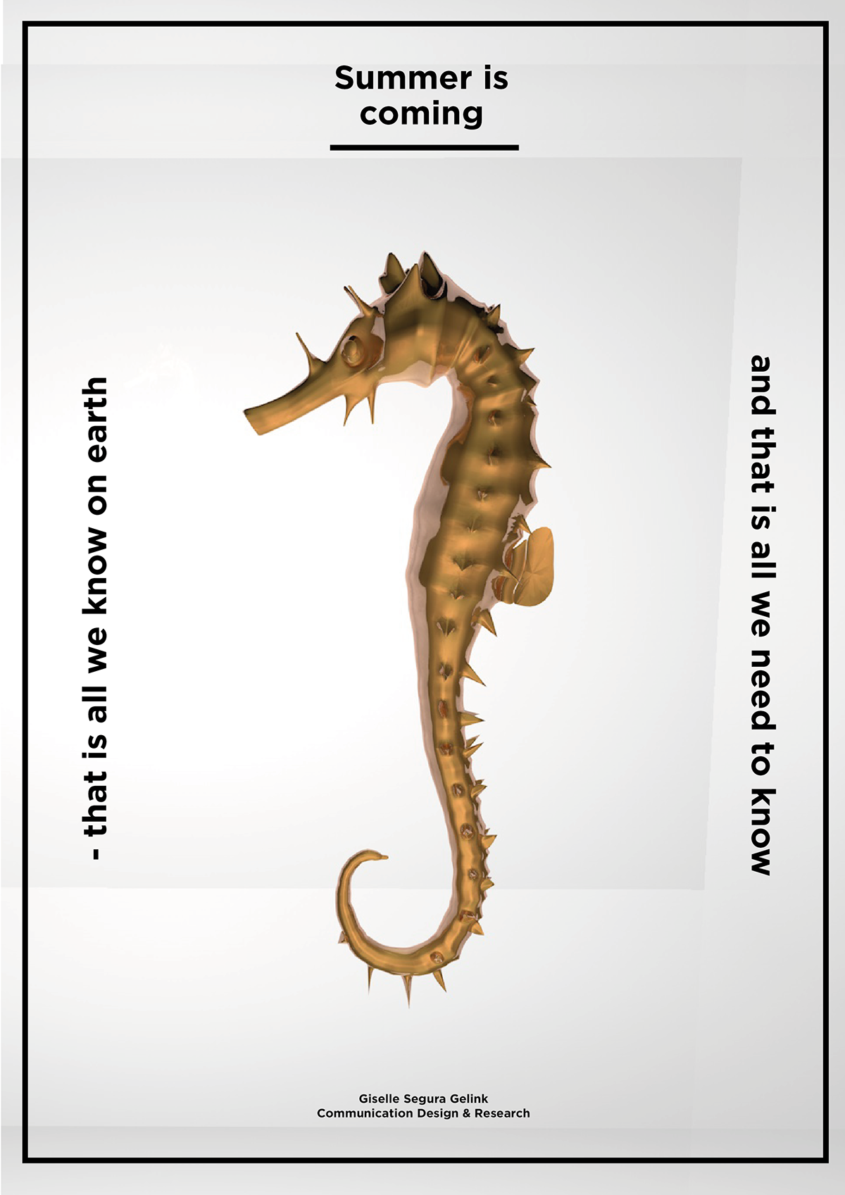 Fun seahorse gold summer flyer design