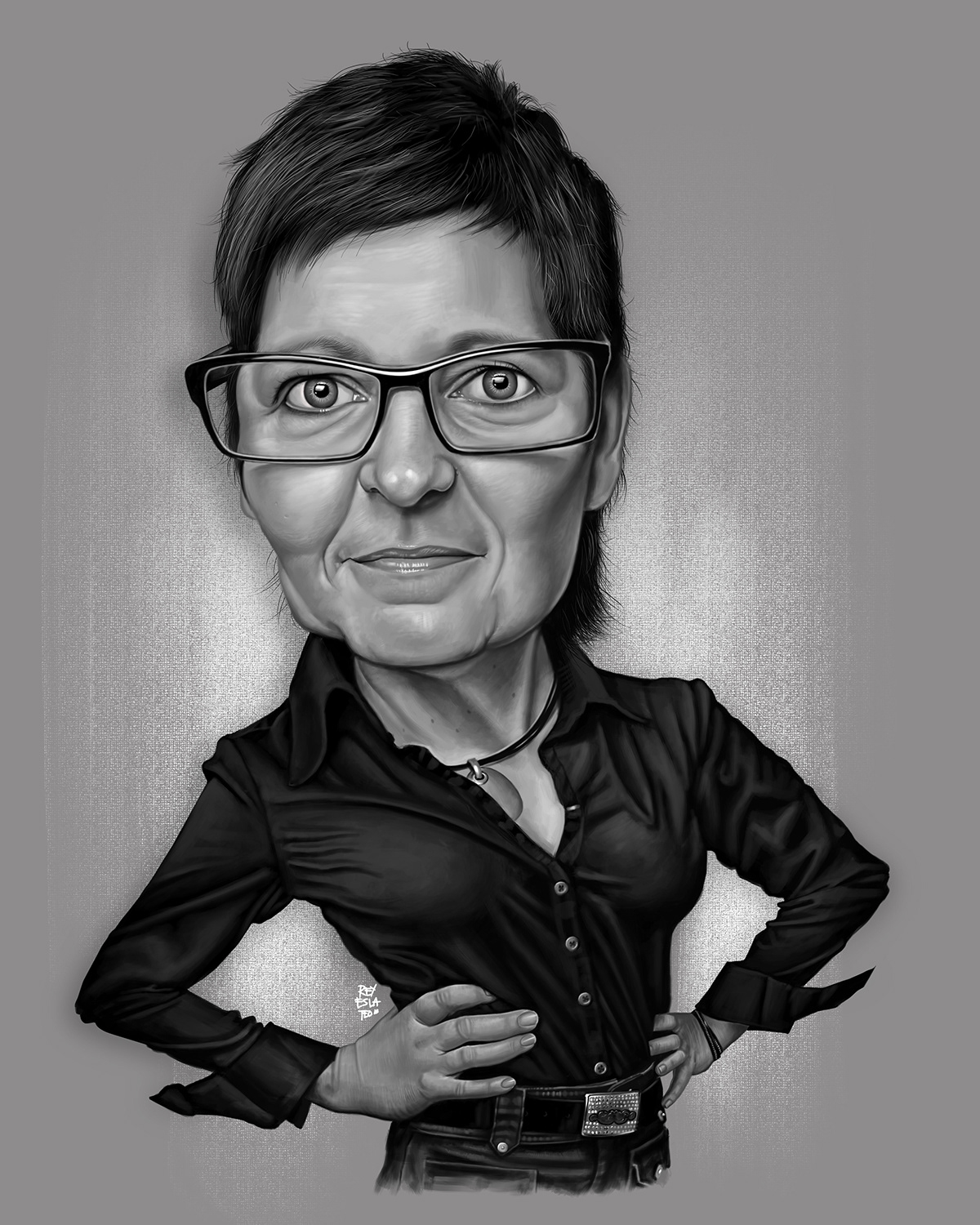 caricature   digital digital painting Commissioned Artwork photographer black & white