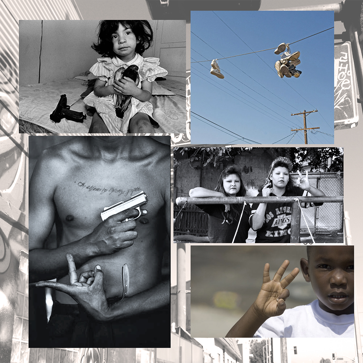 graduation project moodboard inspirations gangs Los Angeles Street violence Collection streetwear Sportswear Urbanwear hip hop culture tattoos signs codes