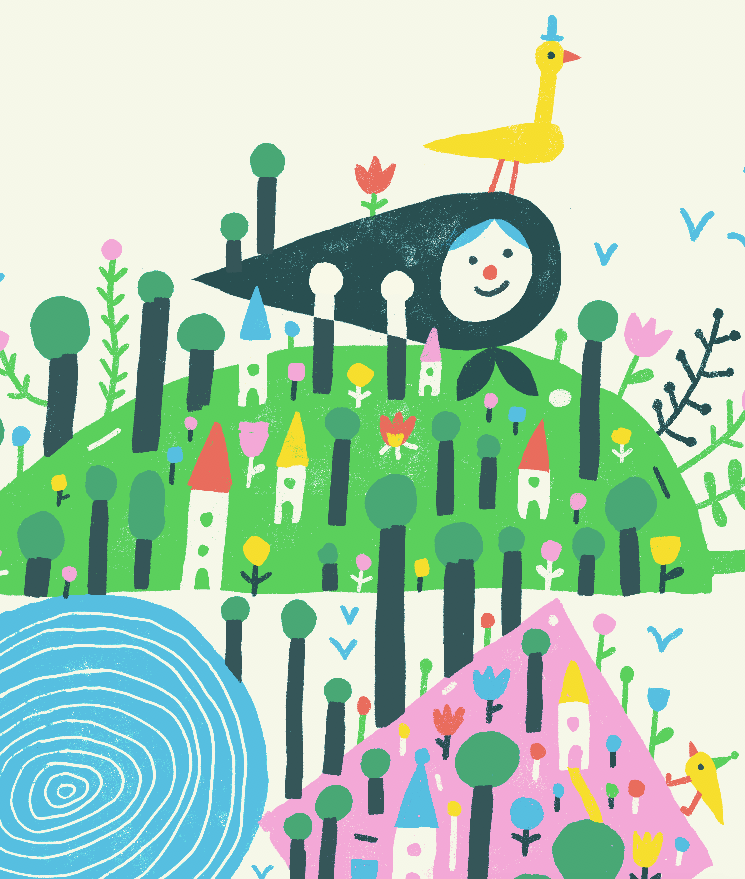 fish Lady colorful storytelling   children illustration forest home Bike snails surreal