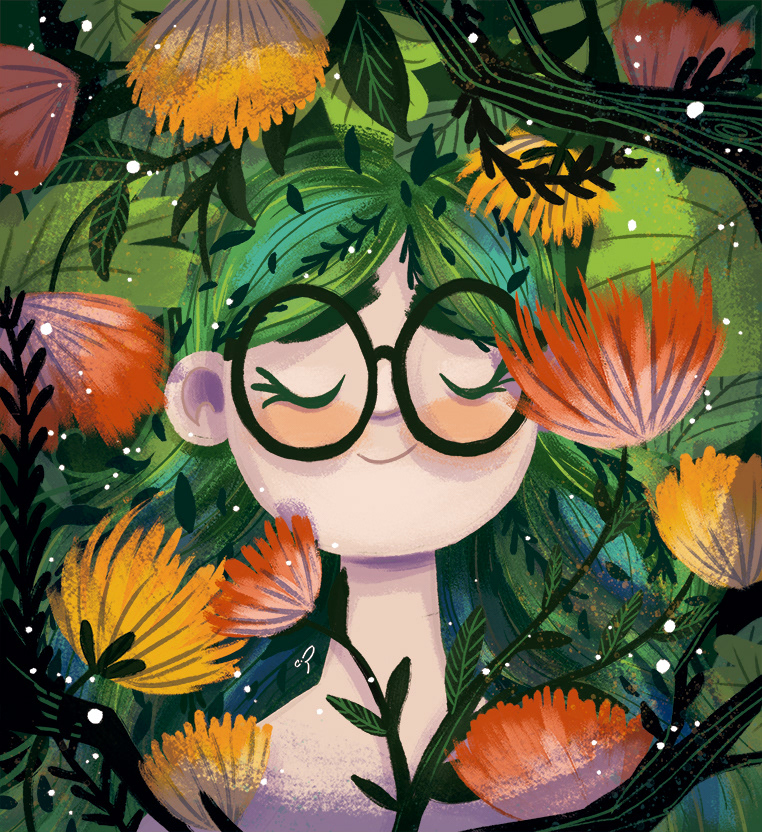 Flora Flowers Nature ILLUSTRATION  girl cute forest wild