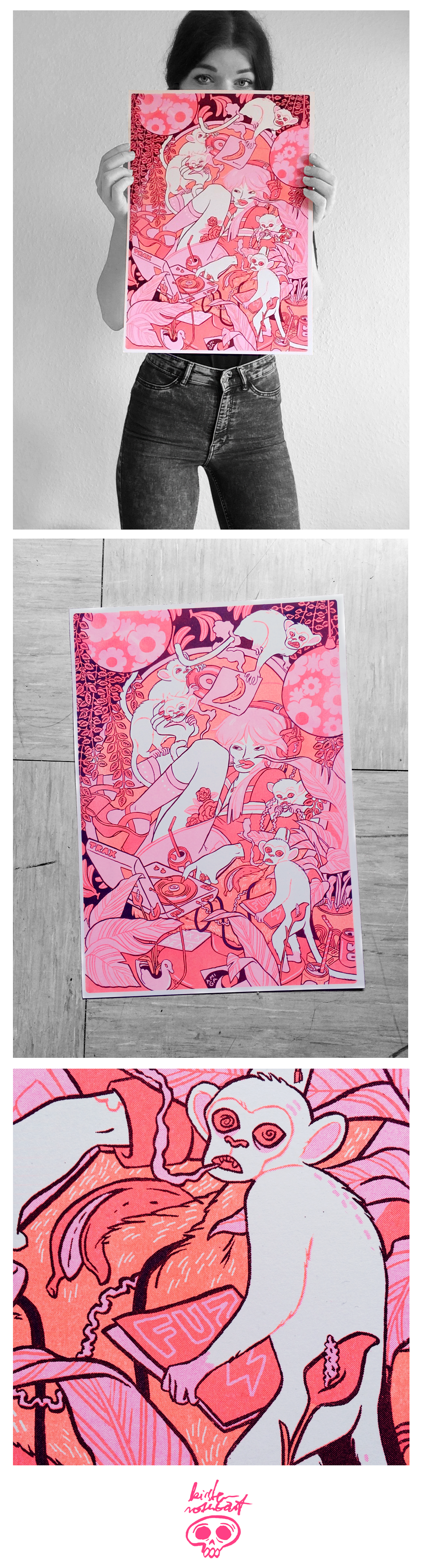 kirstenrothbart comic risograph poster Printing pastel pink