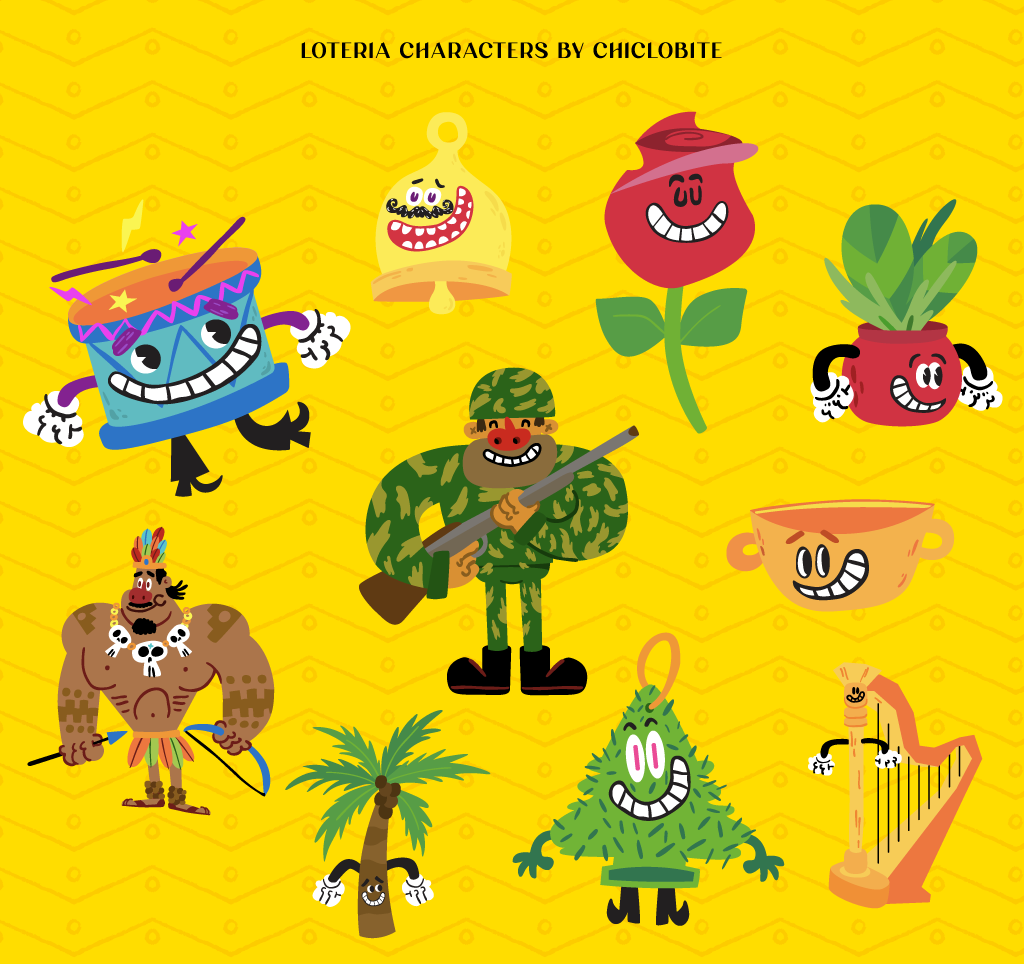 adobe illustrator Character Character design  chiclobite Jorge Gutierrez loteria loteria nacional Mexican Design mexico vector