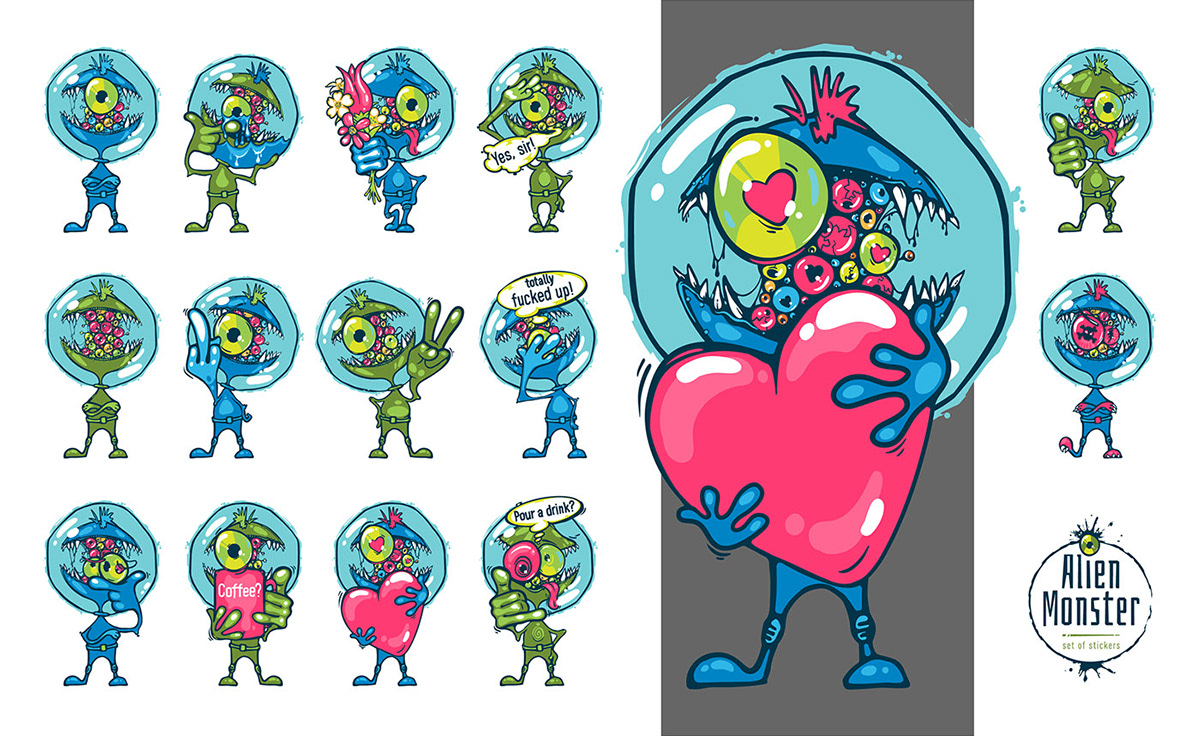 cartoon Character design  Digital Art  instagram sticker pack stickers t-shirt Telegram Tshirt Design vector