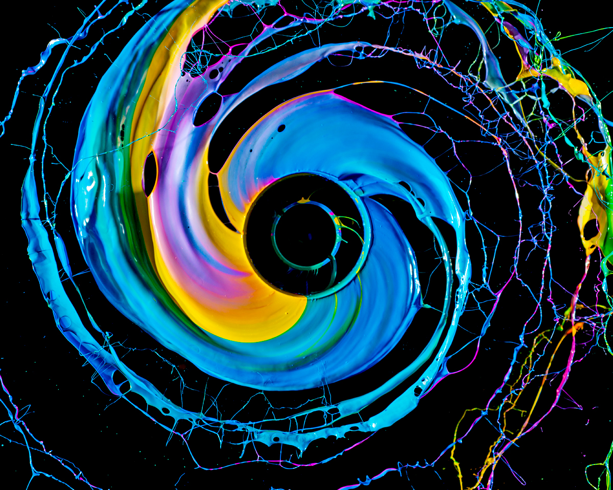 centrifugal  Colorful  paint  colors motion  High Speed black hole  acrylic paint
