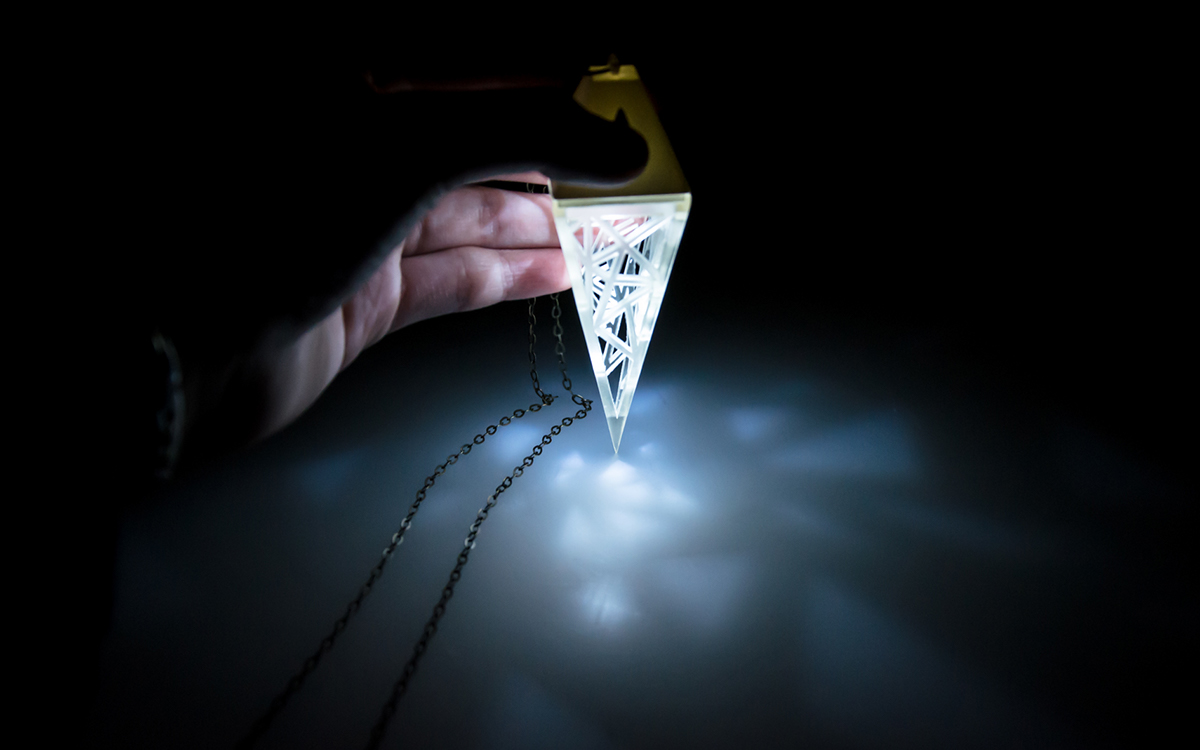 Necklace  Jewellery  light pendant lighting Rapid Prototyping Triangles Christchurch festival led