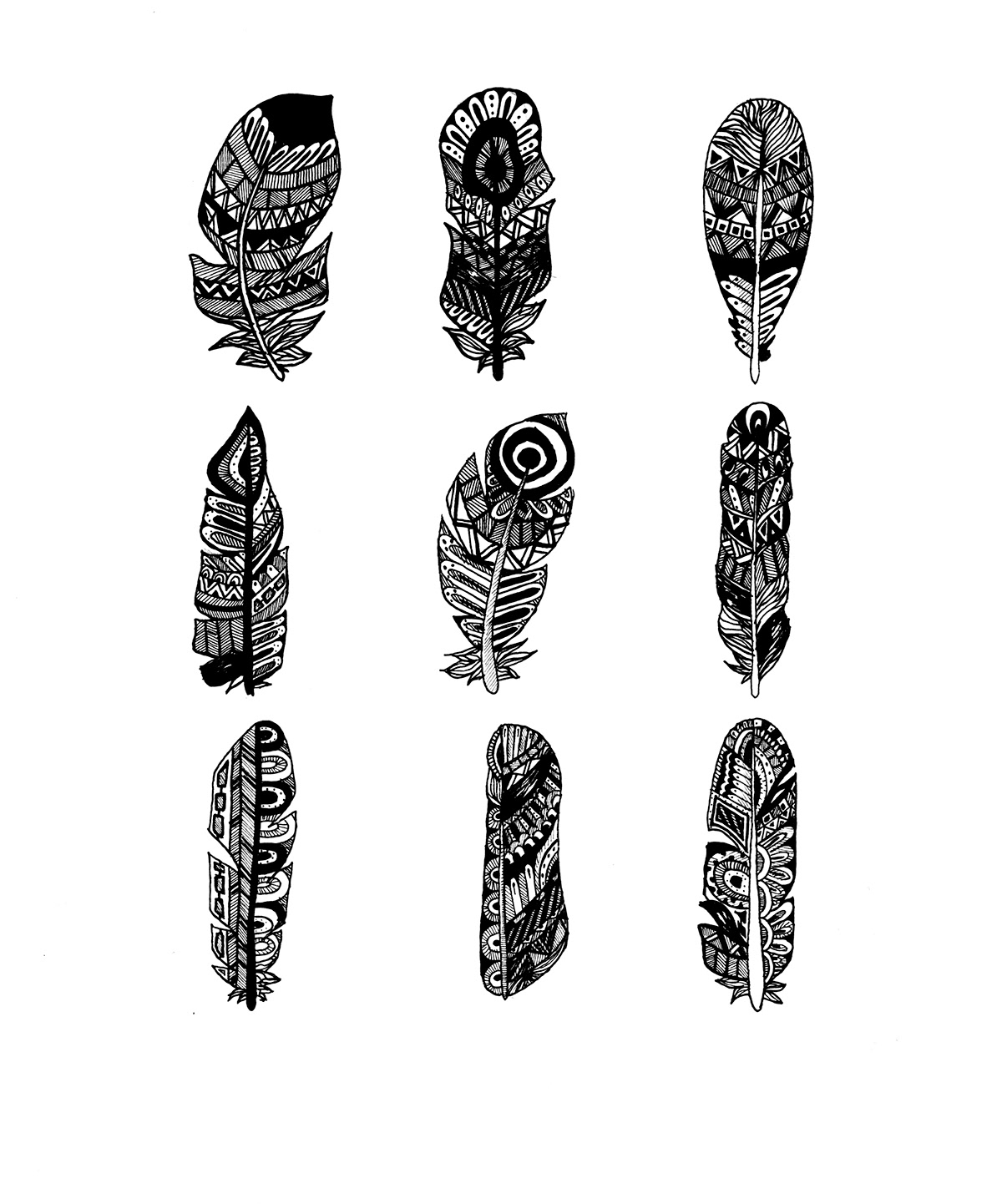 Rotring pattern feather black and white