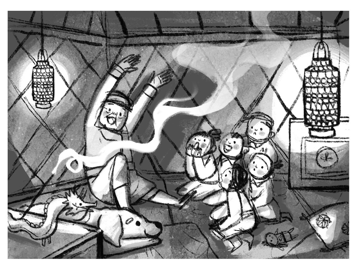 bedtime stories children children illustration china dragon grandfather ILLUSTRATION  Magic   mongolia