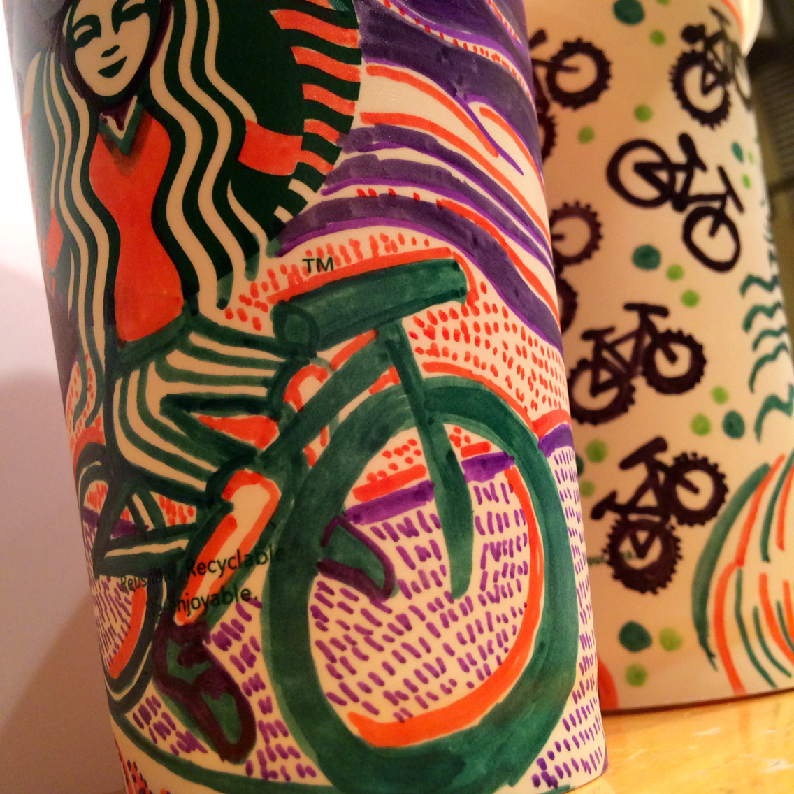 bikes Coffee cups package design  Drawing  doodles
