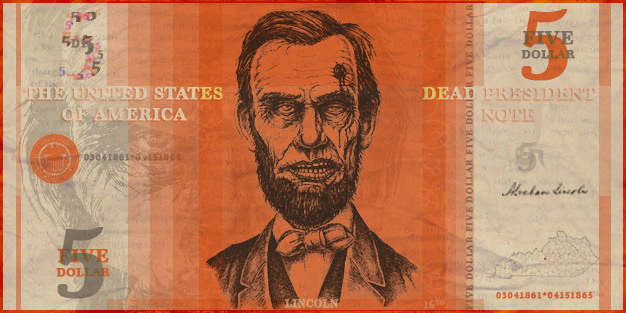 currency abraham licoln computer design US note