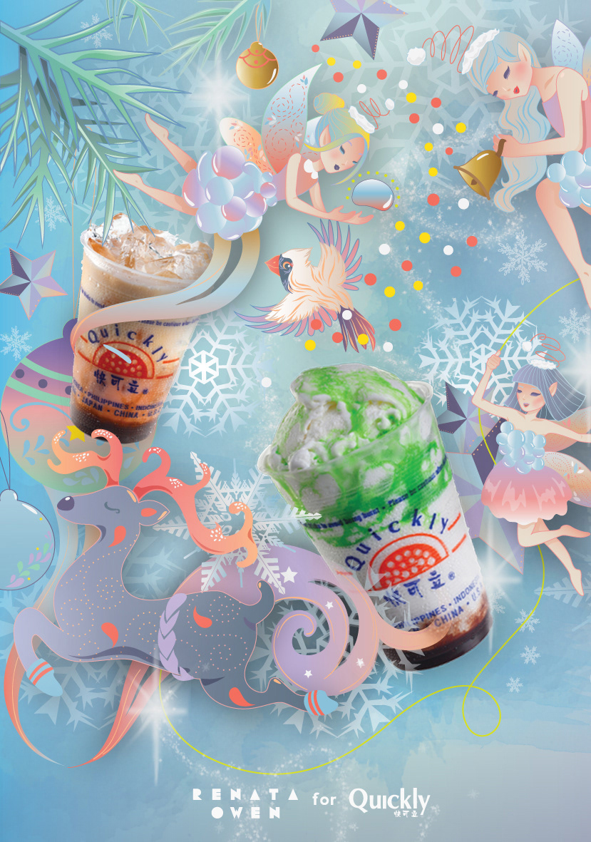 renataowen Quickly art vector fairy bubble tea drink indonesia soft girl