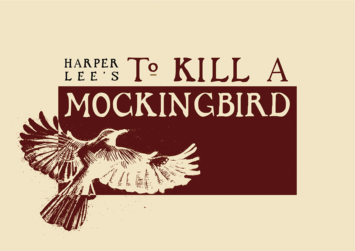 linocut poster Theatre mockingbird