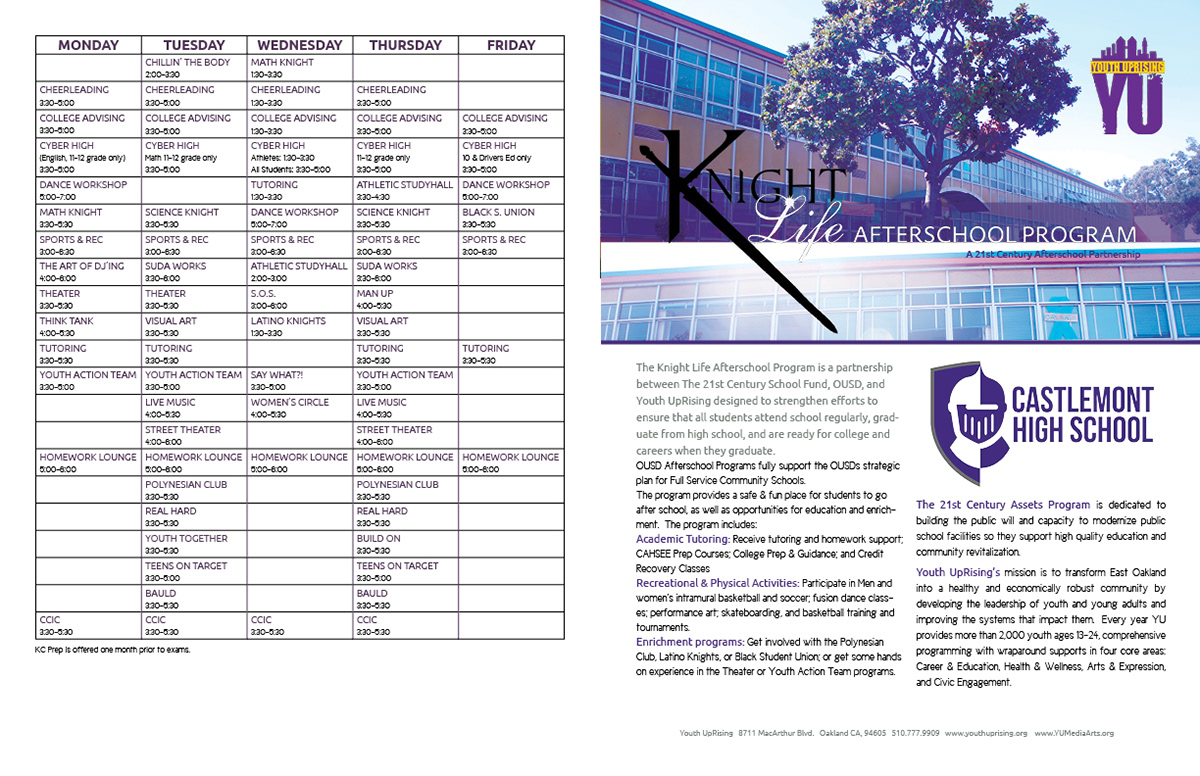 High School afterschool program Layout Design program guide guides