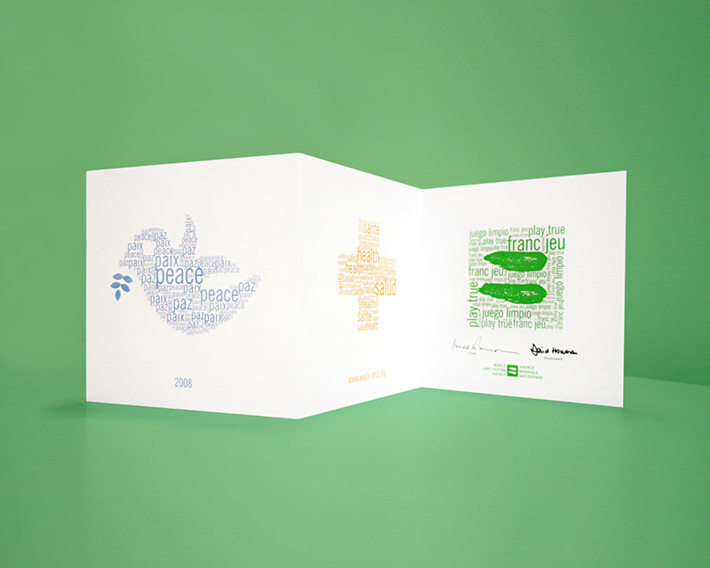 holiday card peace Anti-Doping Health embossing