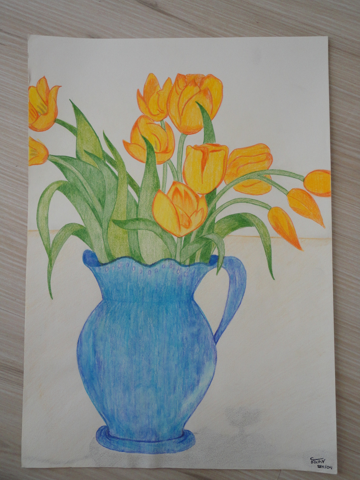colored drawing flower colored pencil