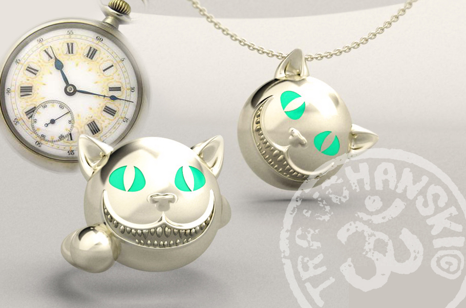silver White Gold mushroom rabbit ring pendant cheshire cat Rhinoceros 3d modeling jewelry