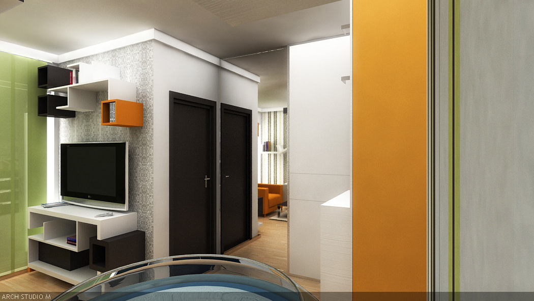 Interior Modern Design orange funny shelves