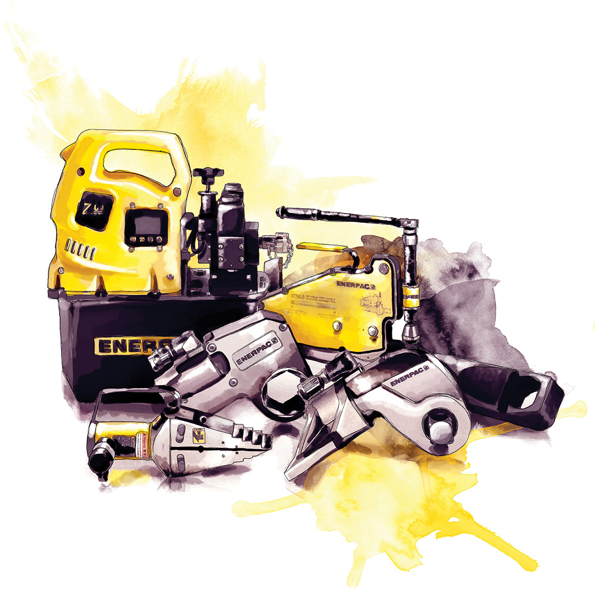 Enerpac  machine  pump hydraulic ekatama  watercolour watercolor digital decoratioc art