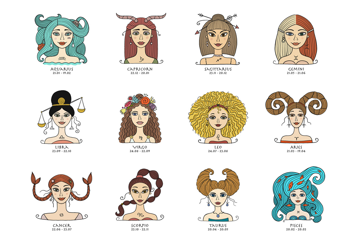 aries Astrology Horoscope pisces sign Vector Illustration zodiac zodiac characters zodiac girls zodiac signs