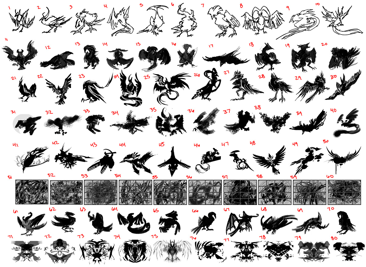 Moon Spirit crow fantasy sequential concept design Storyboards Silhouettes