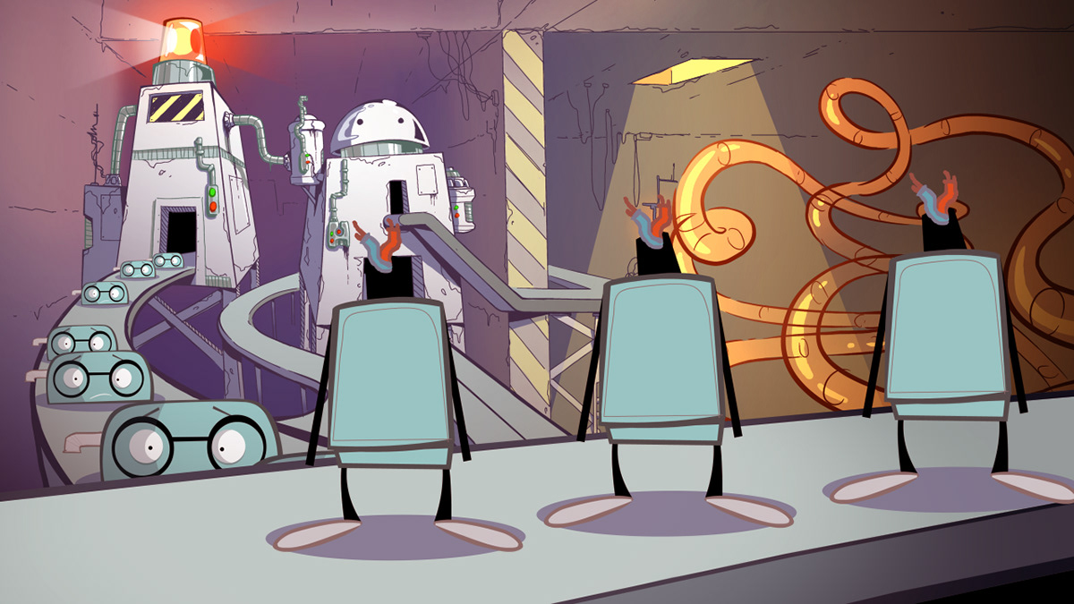 damaged web series liz miele grant lindahl ben luce robot future factory intro cartoon Show comedy  tube siren