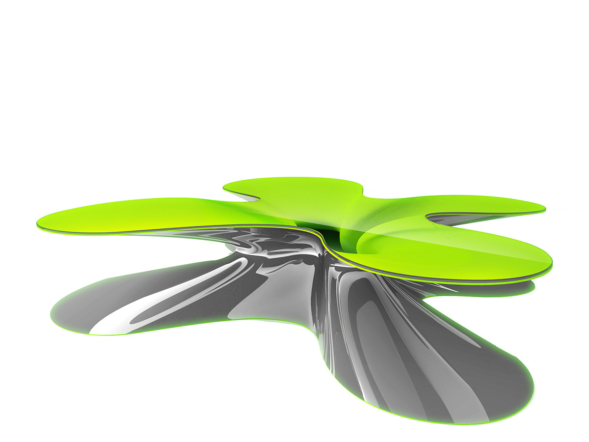 futuristic design  alex petunin table clover green cool
