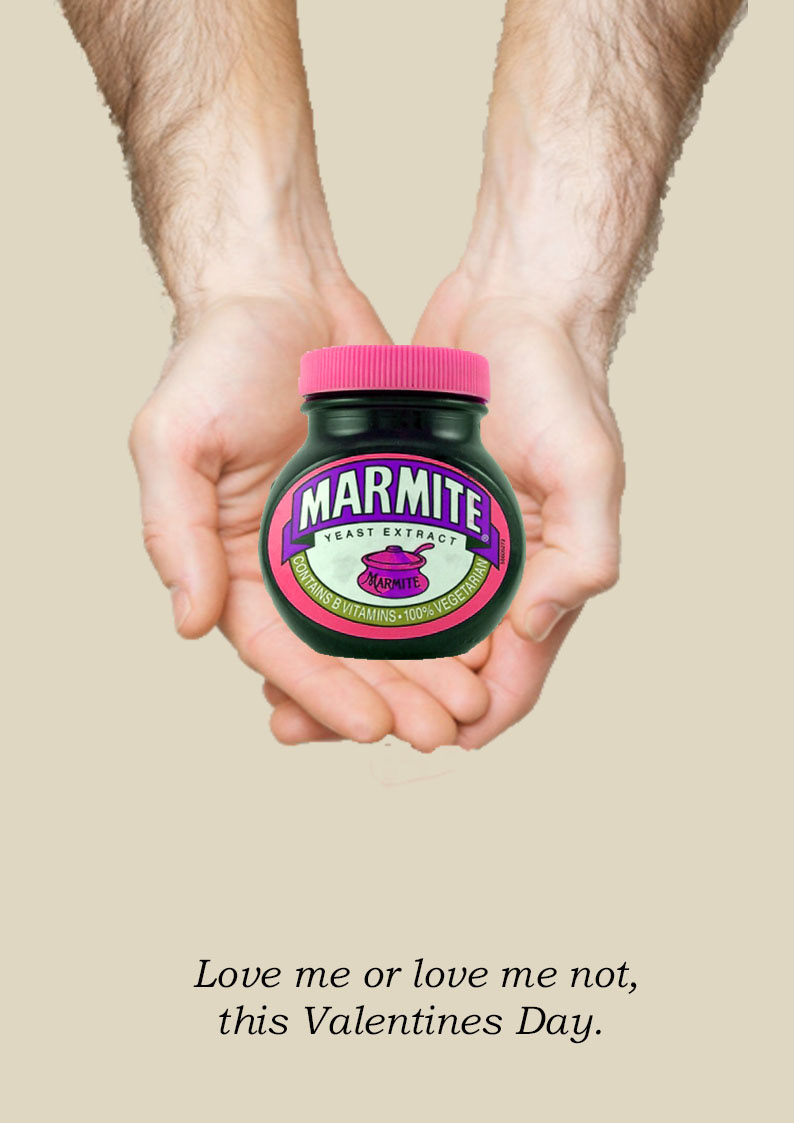 Marmite jar pink royal jubilee valentines Love hate queen man hand brand