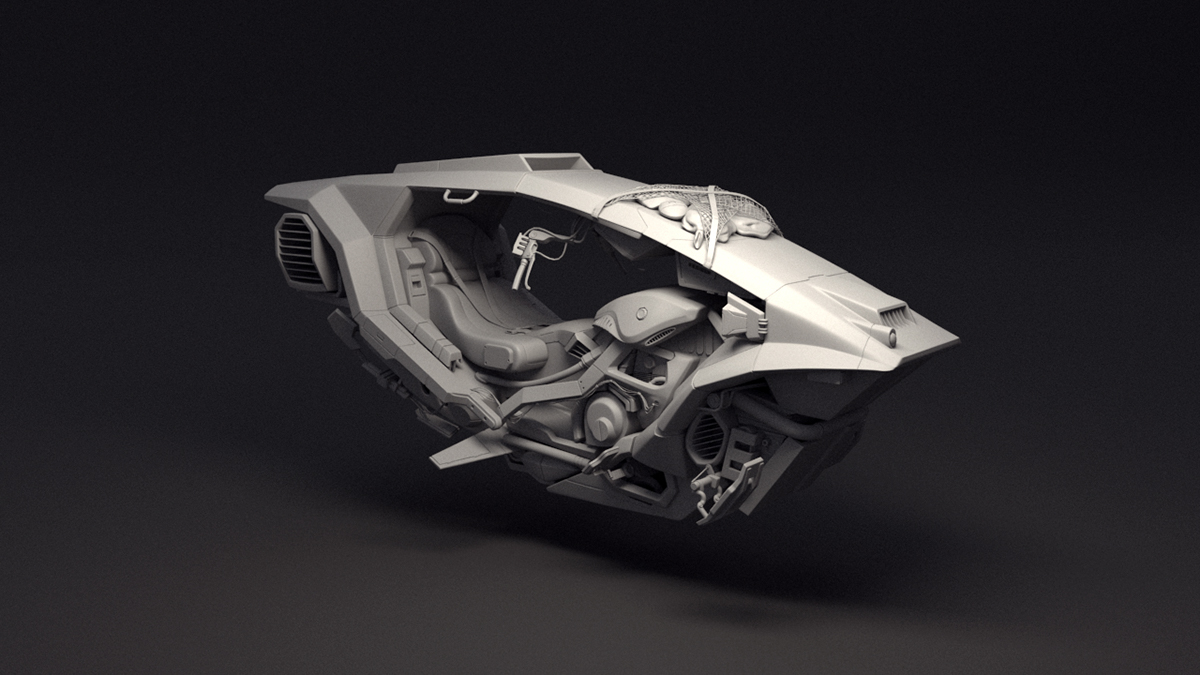 Vehicle 3D modeling texturing futuristic sci-fi Jin Jo
