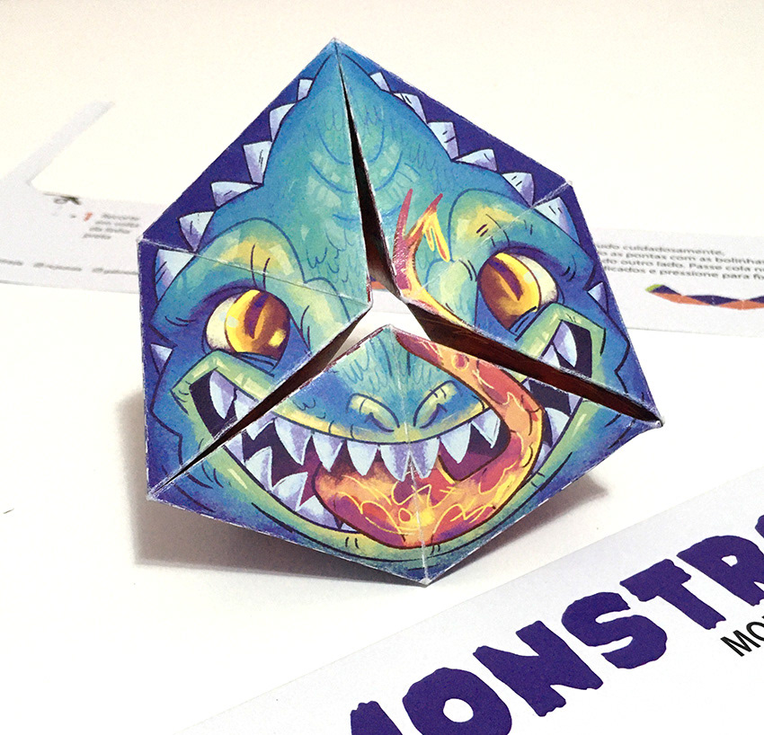 papertoy monster Fun toy puzzle flextangle toydesign Character design  ILLUSTRATION  MONSTER ILLUSTRATION