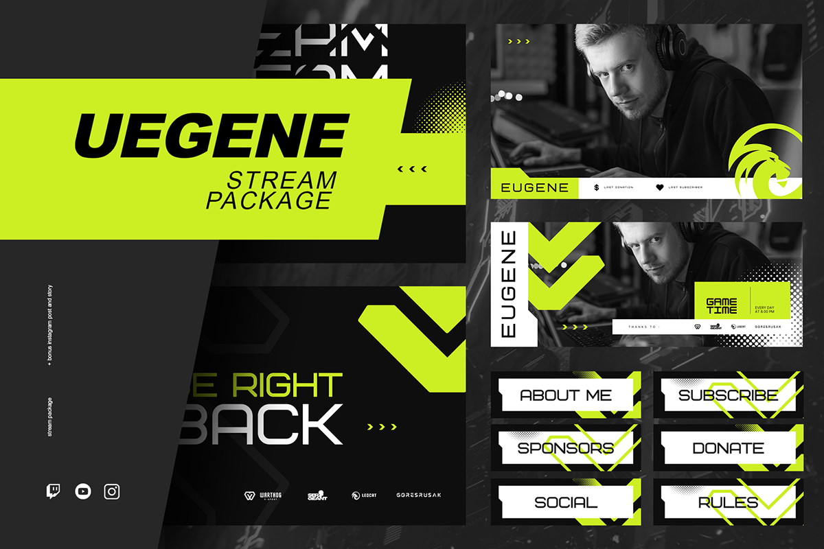 stream overlay Gaming Streamer Content Creator esports Twitch Overlay youtube Twitch instagram pack freebie