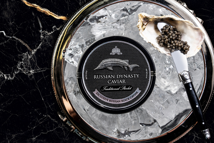 caviar brand Retro Packaging alkohol engraving.