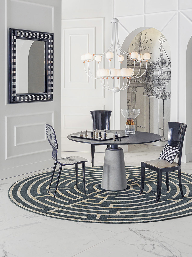 black White glam elegance interiors optical graphic