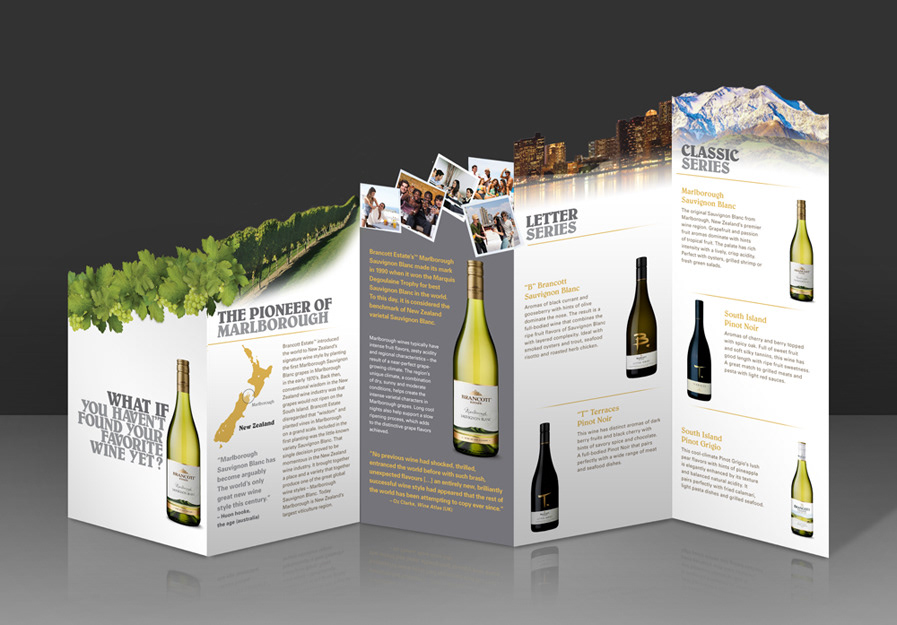 Wines brochure Diecut Landscape shopper marketing alcohol