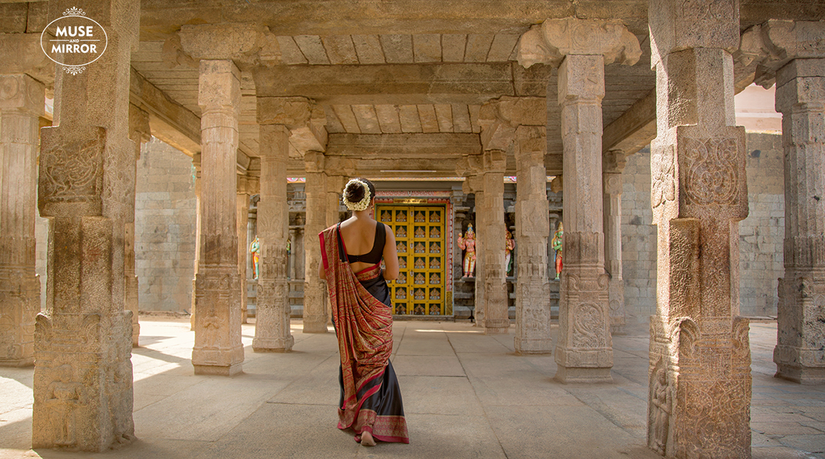 indian heritage saree Southern India temple tamilnadu