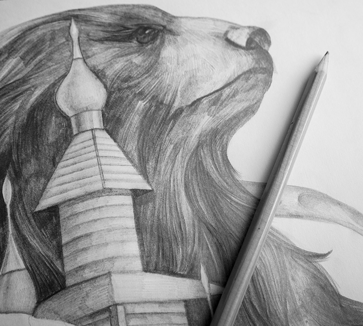 russian standard Vodka Russia snow bear eagle tradtional craft art Form artform pencil