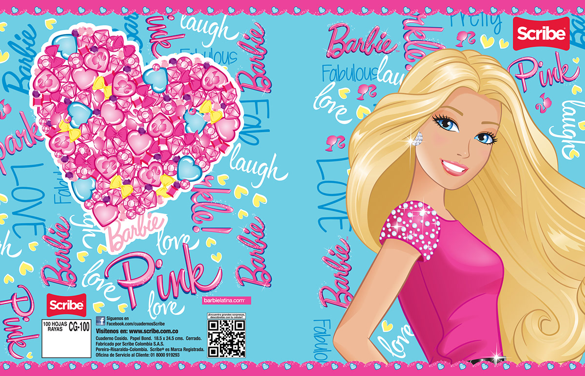 Notebooks School Seasons barbie pink FFB Love dolls Style girls