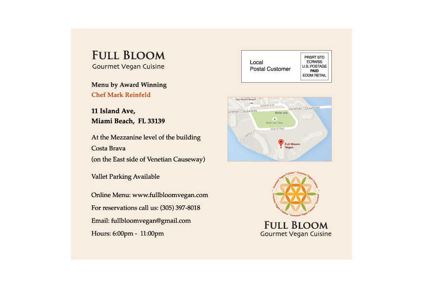 full bloom vegan miami beach Logo Design postcard design Business card design Signage