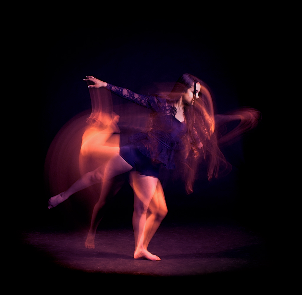 DANCE   dancer photograph photo dark people girl woman trail long exposure