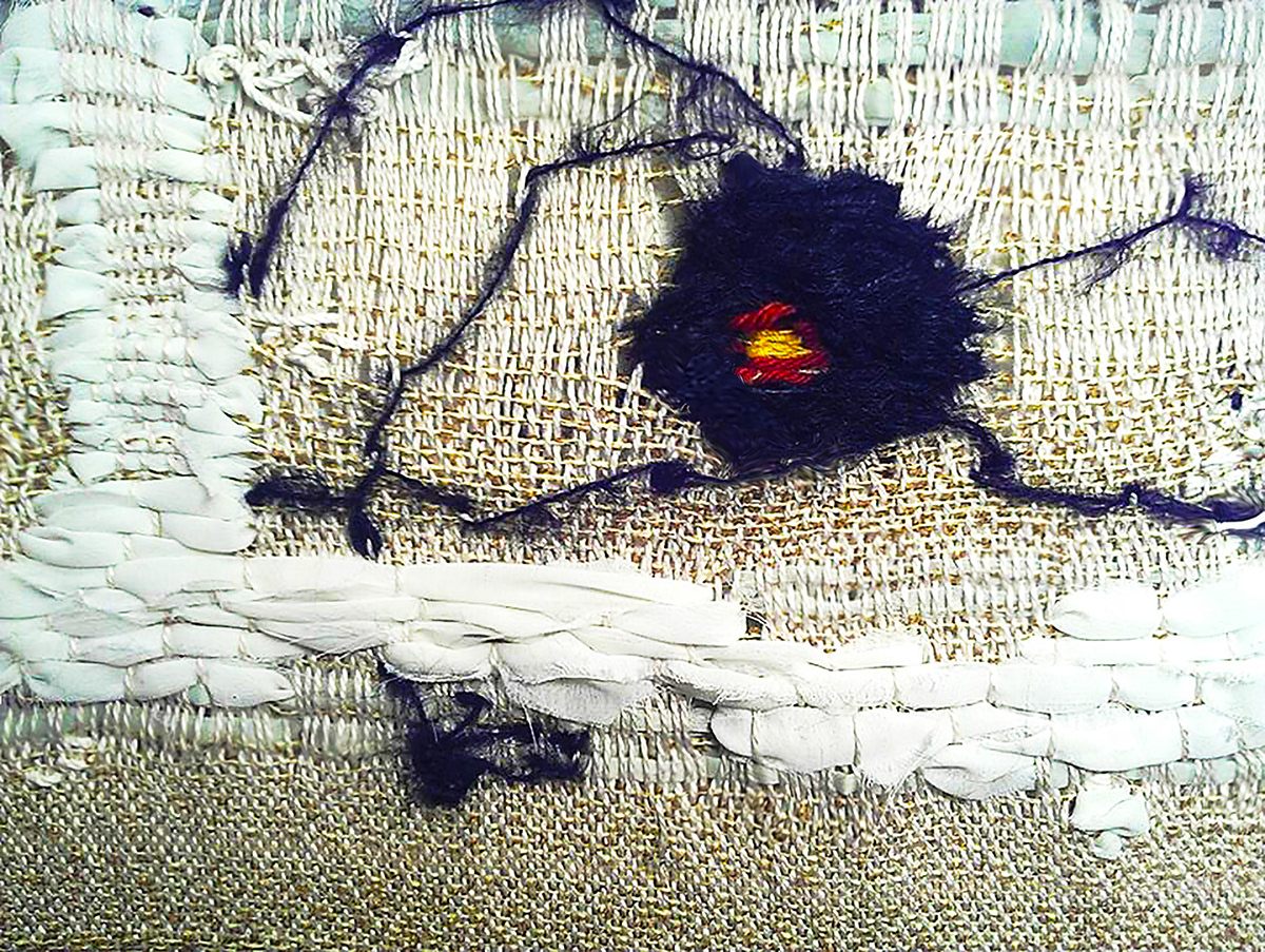 botanicula Lauren Kosta woven imagery Supplementary weft  fabric scraps macomber loom game imagery Textiles screenshot freeze frame