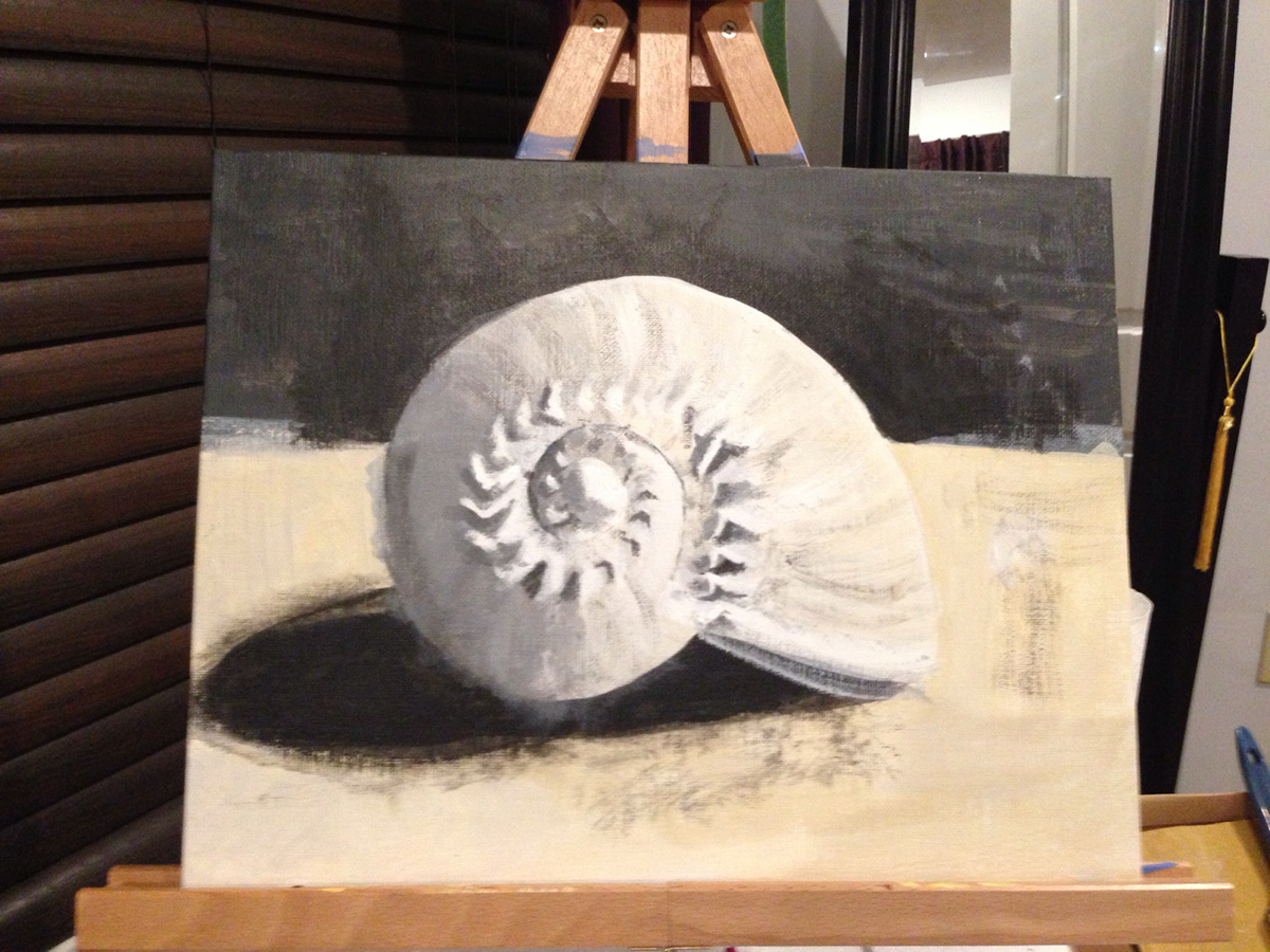 Acrylic paint seashell Muted shell acrylic painting seashell painting