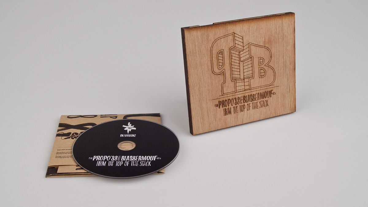 Wooden box  Wood  CD-box  CD-cover  Shogunz  poster  businesscard  identity  Stamps  typography  t-shirt  hoody  rap  Music hiphop