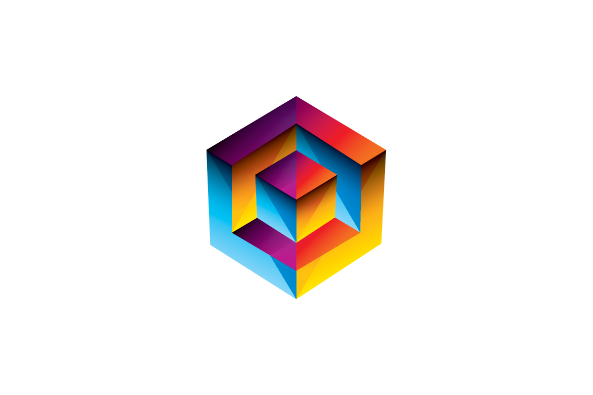 Adobe Portfolio logo hexagon  colour  color  colourful multicolor bright  strong communication modern  edgy dimension