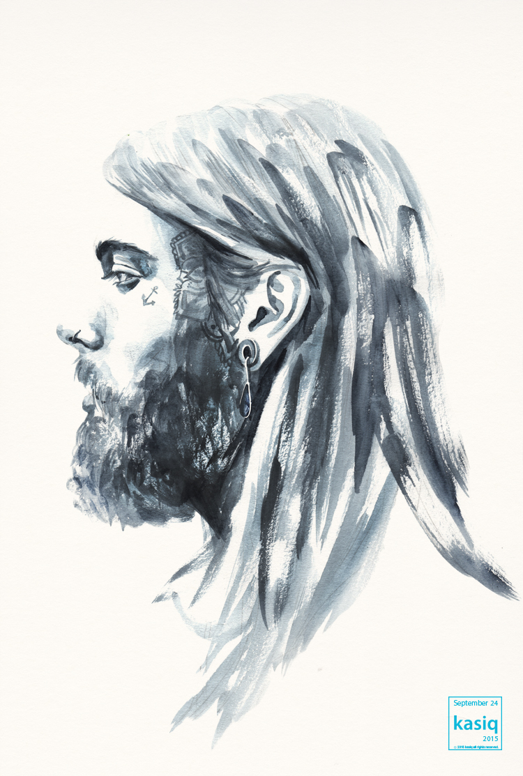 kasiq illustrations watercolor portrait sven signe den hartogh howlgrey