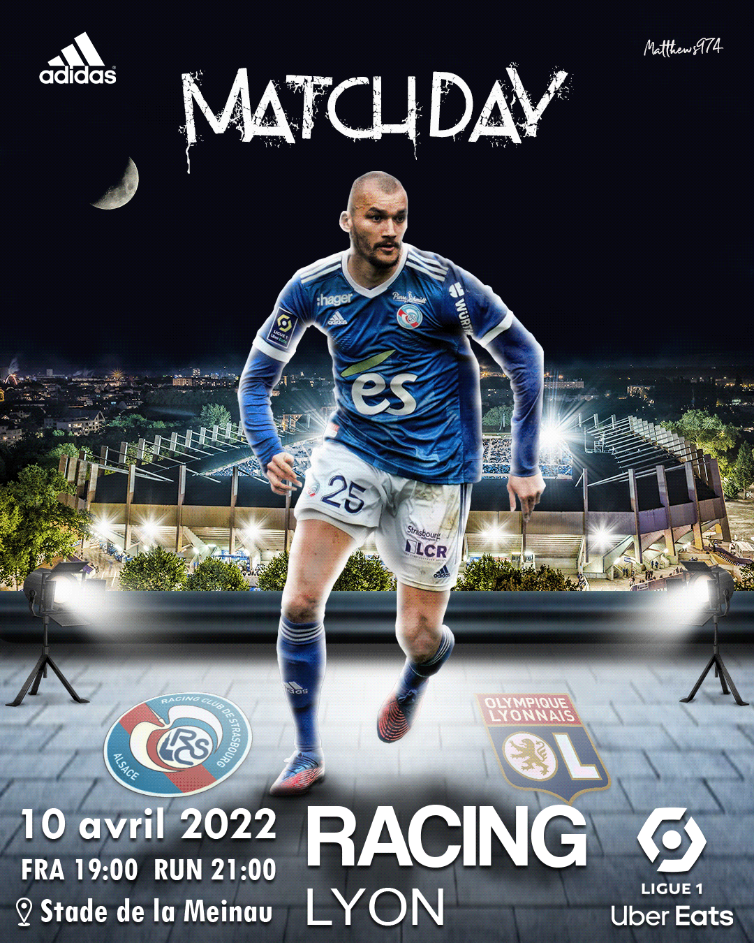 adidas AJORQUE design football GAMEDAY Ligue 1 matchday photoshop Socialmedia strasbourg