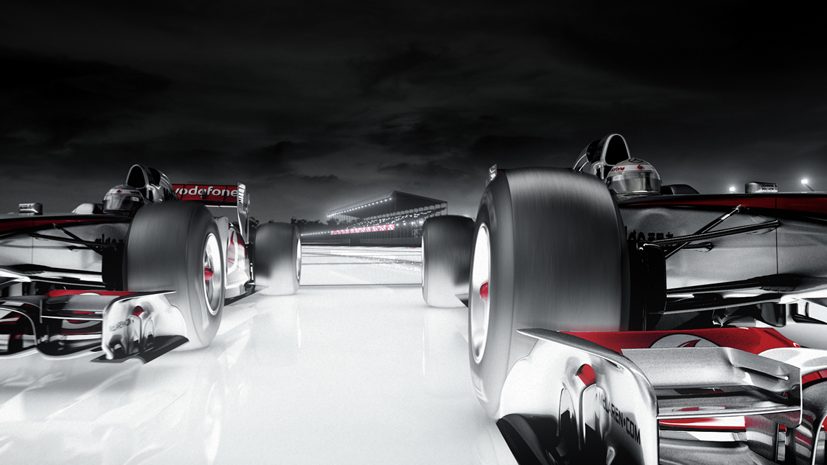 santander Vodafone Mclaren Mercedes Jenson Button lewis hamilton CGI f1