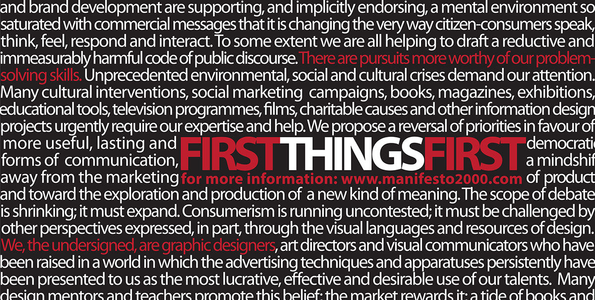 First Things First manifesto brochure typography   print design  graphic design  editorial design 