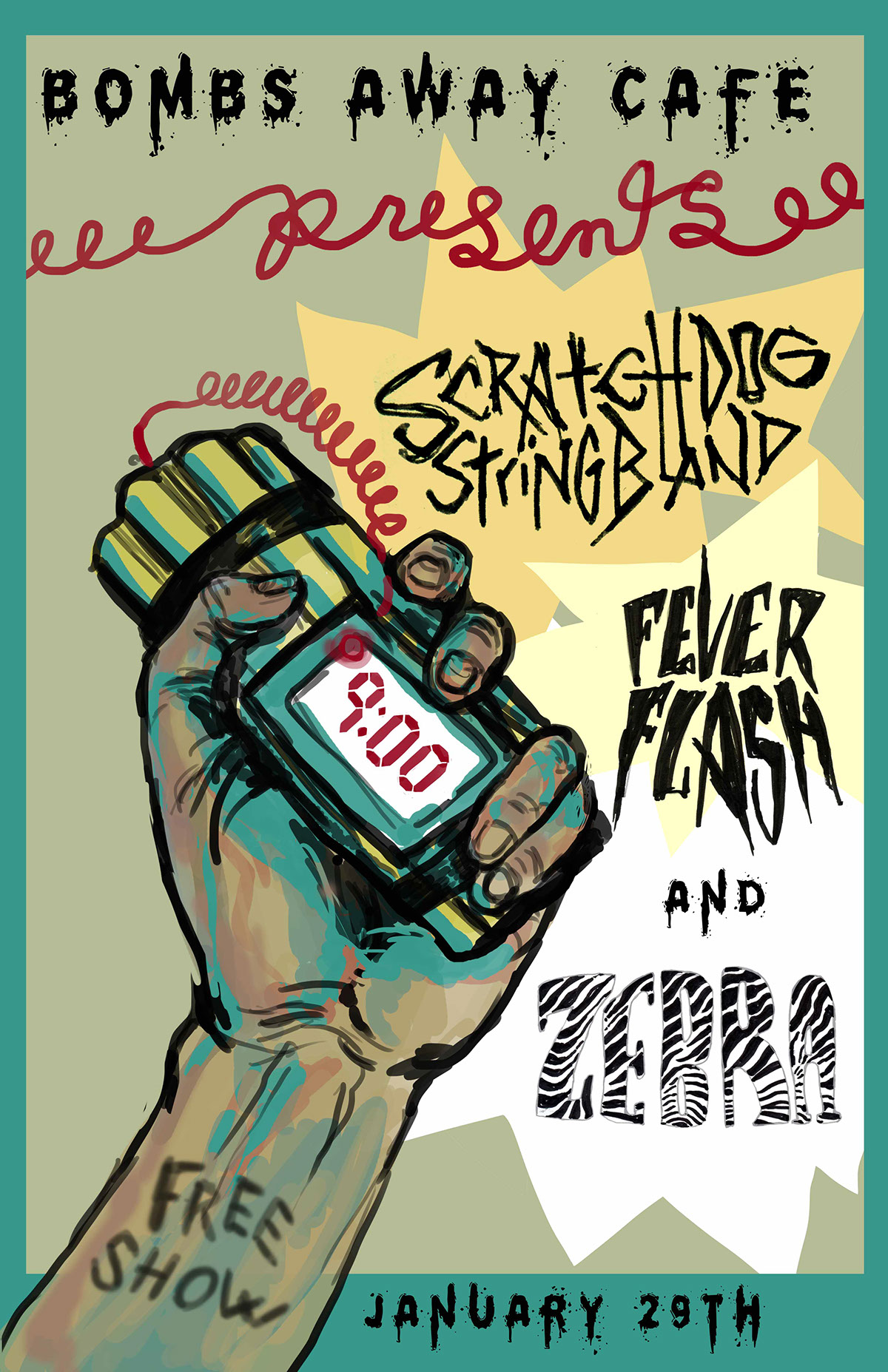 scratchdog stringband bluegrass band poster art design artwork festival