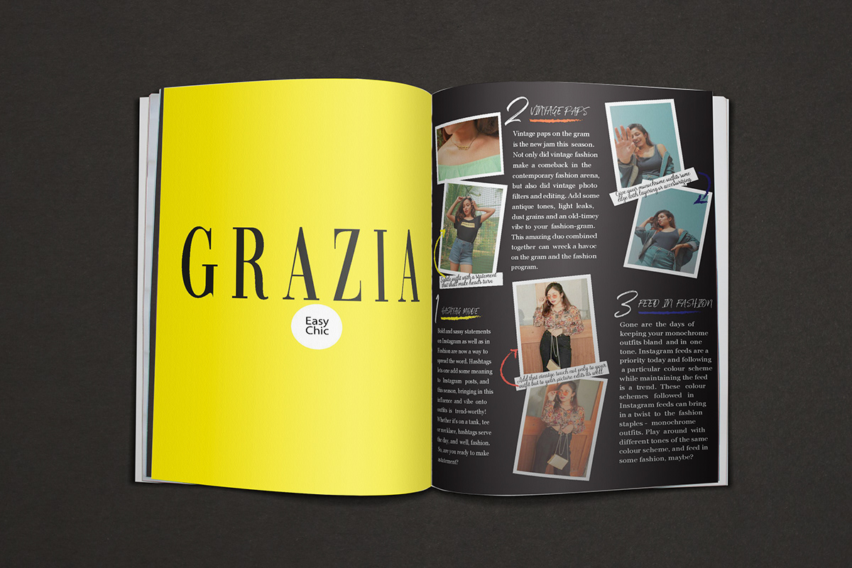 fashion styling grazia instagram magazine layout