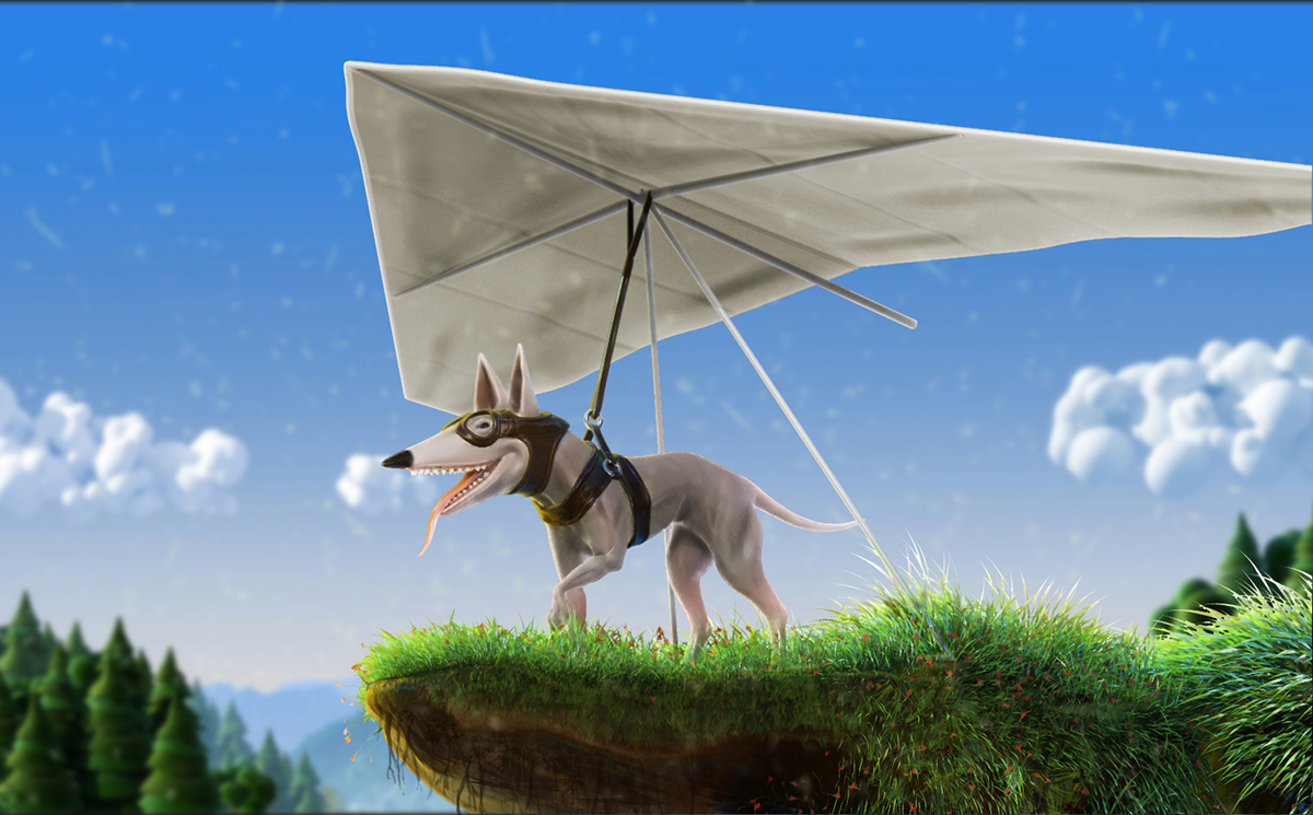 3D pixel Zbrush digital sculpture Character dog dog fly 3d max vitaly estudio modeling 3d photoshop compositing