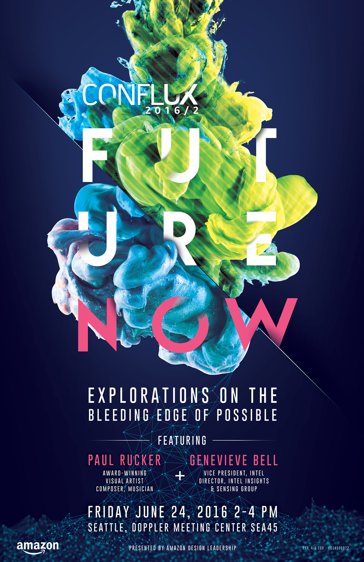 Conflux poster video abstract color ink nebula future design typography  